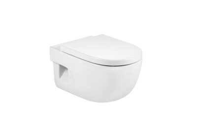 Vitreous china wall-hung WC with horizontal outlet