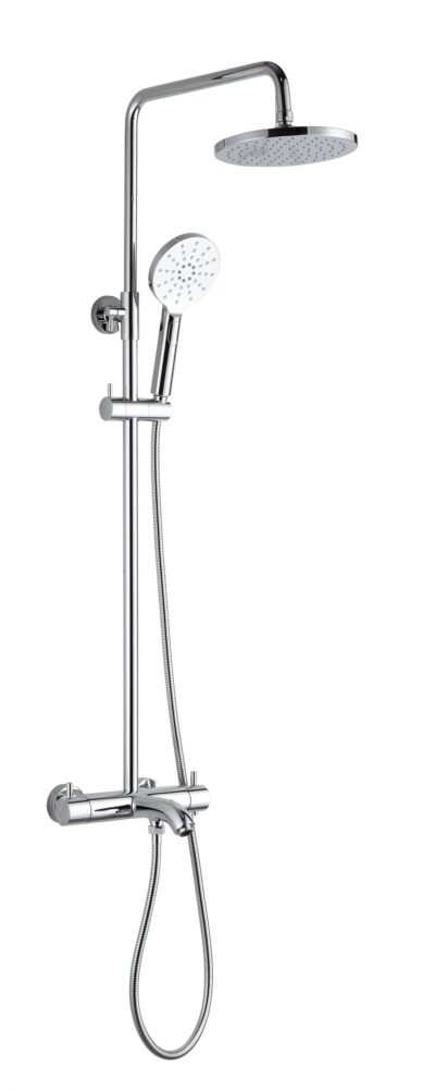 Thermostatic Shower Pole, Adjustable with Overhead Shower, Hand Shower and Bath Spout