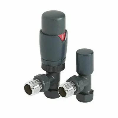 Angle Round Thermostatic Anthracite Radiator valve